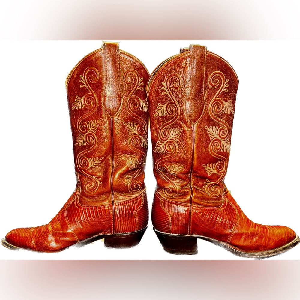 Tony Lama Women’s Brown Exotic Lizard Western Cowboy Boot